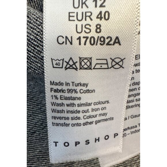 Topshop Size 8 Black Denim Spaghetti Strap Midi Front Slit Jean Dress - Picture 14 of 15